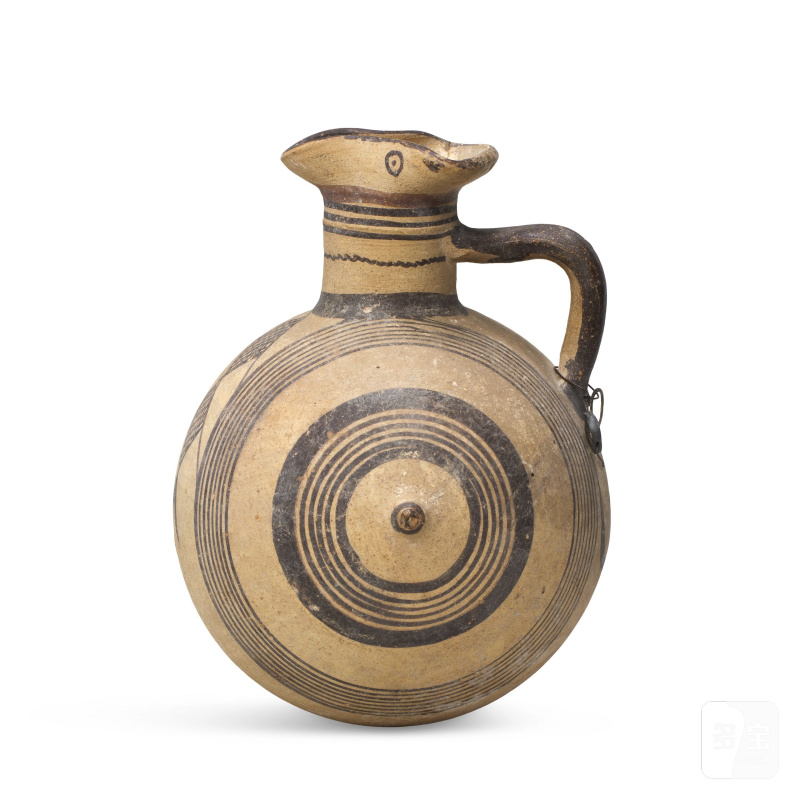 A Cypriot bichrome wear pottery barrel flask